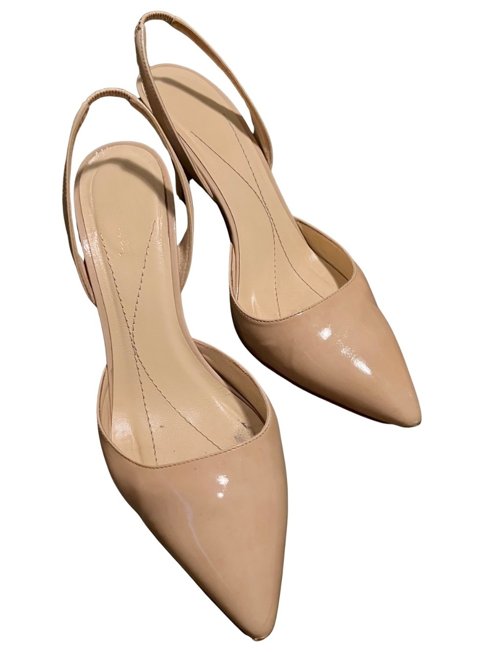 Kate Spade Tamra Nude Patent Slingback Pumps 8.5 Made in Italy